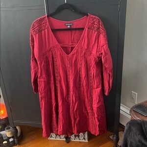 Women's Red Lace Detail Dress